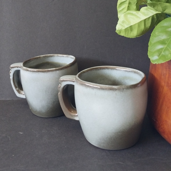 Pair Frankoma 5C Plainsman Coffee / Tea Cups in Woodland Moss - Picture 2 of 12